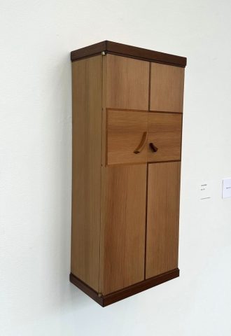 fir wall cabinet with veneered parquetry
