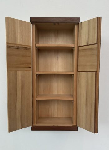 fir wall cabinet with veneered parquetry