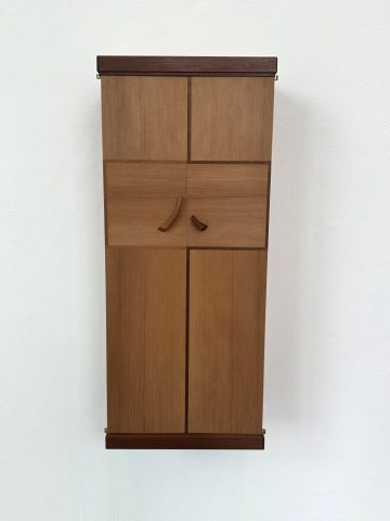 fir wall cabinet with veneered parquetry